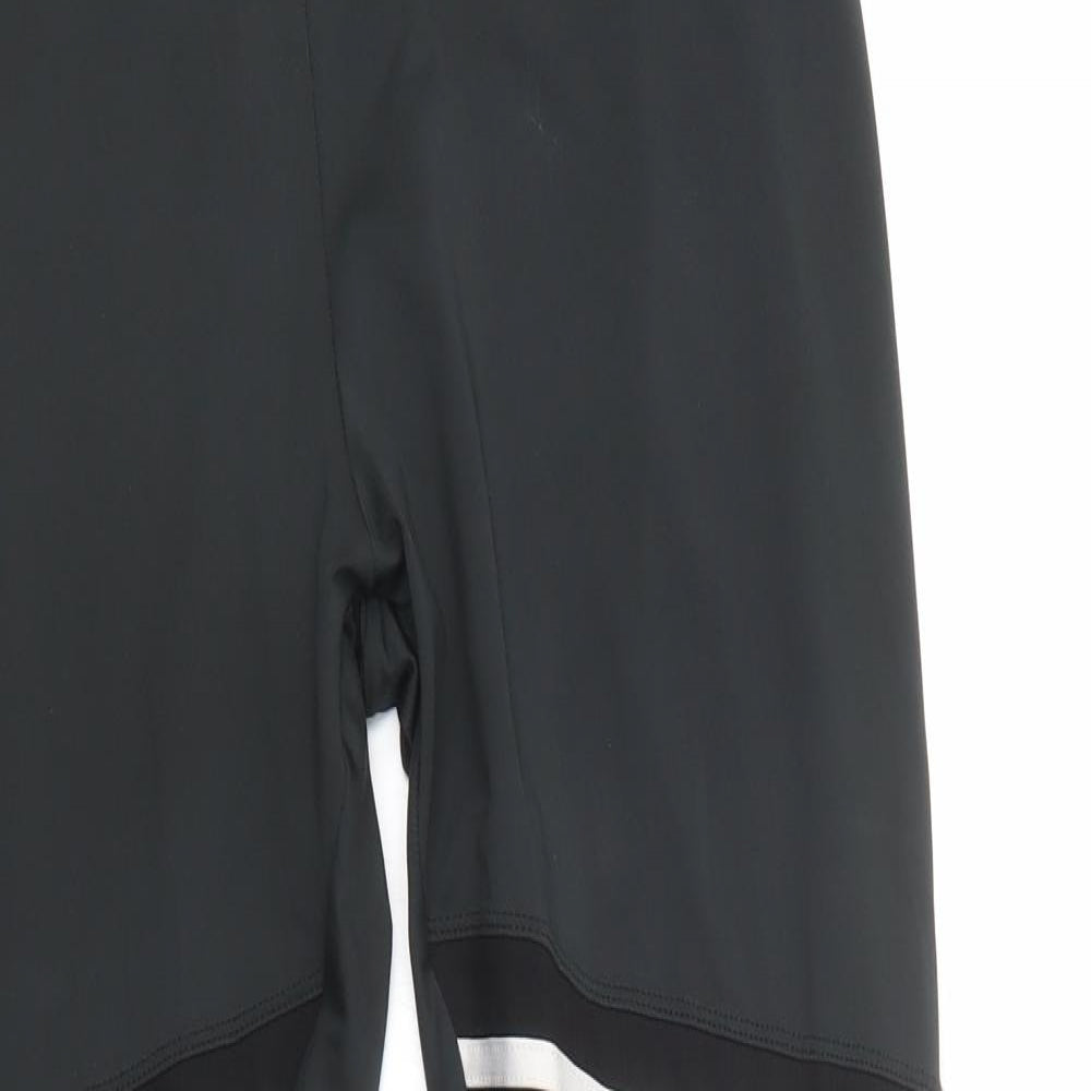 Boohoo Womens Black Striped Polyester Compression Leggings Size 14 L28 in Regular