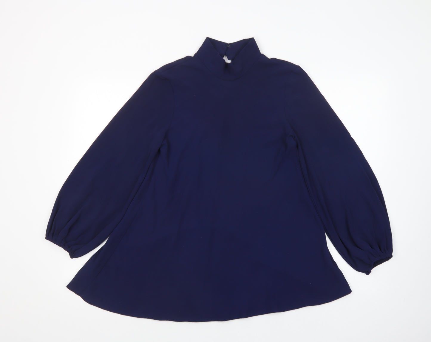 Zack London Womens Blue  Polyester Tunic Blouse Size 10 High Neck
