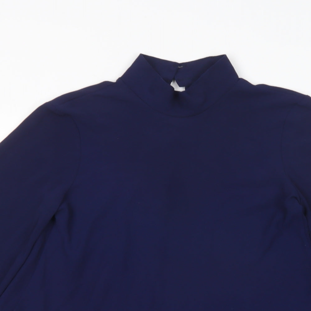 Zack London Womens Blue  Polyester Tunic Blouse Size 10 High Neck