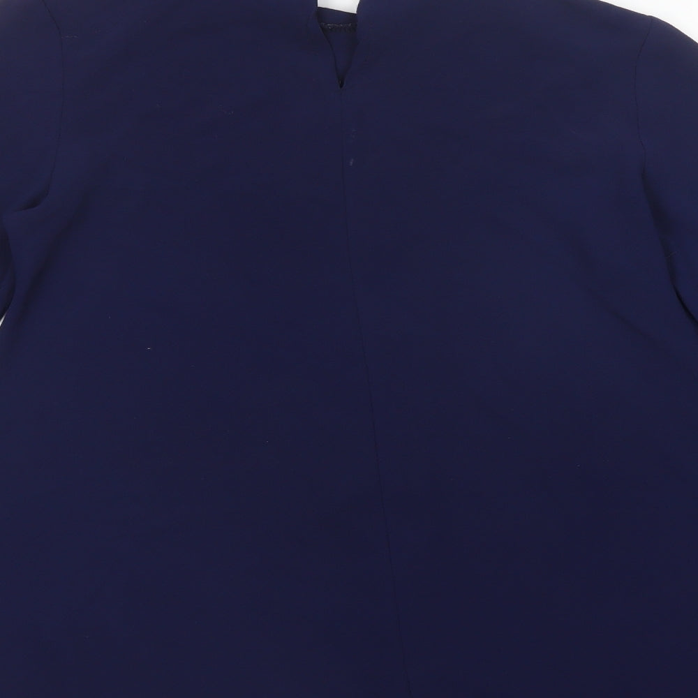 Zack London Womens Blue  Polyester Tunic Blouse Size 10 High Neck