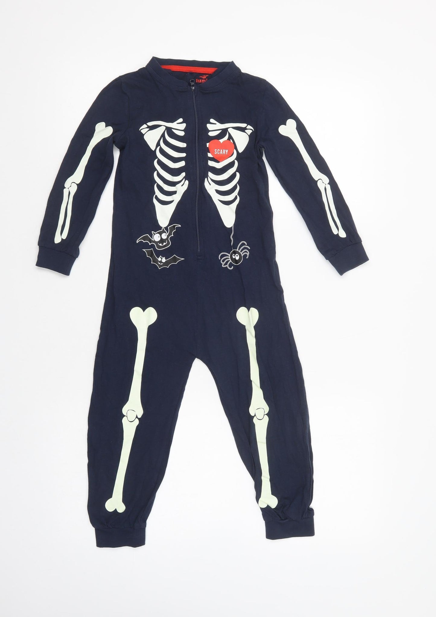 Lupilu Boys Blue Solid Cotton  Bodysuit Size 2-3 Years  Zip - Skeleton