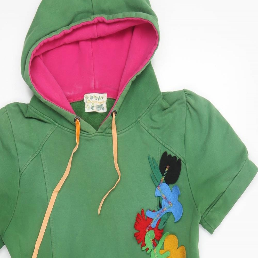 Mamatayou Womens Green  Cotton Pullover Hoodie Size M  Pullover