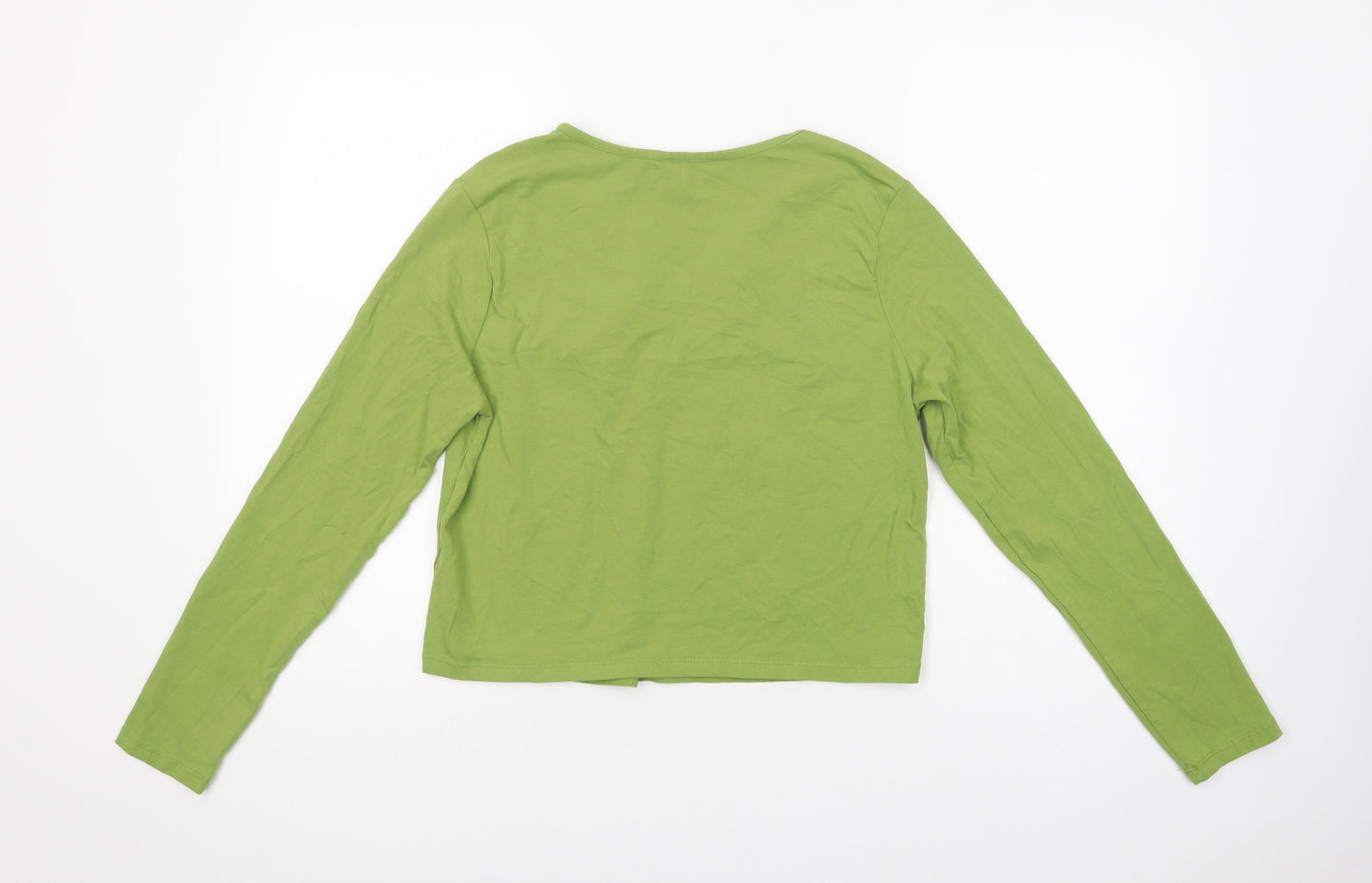 Primark Womens Green  Cotton Cropped T-Shirt Size 18 V-Neck