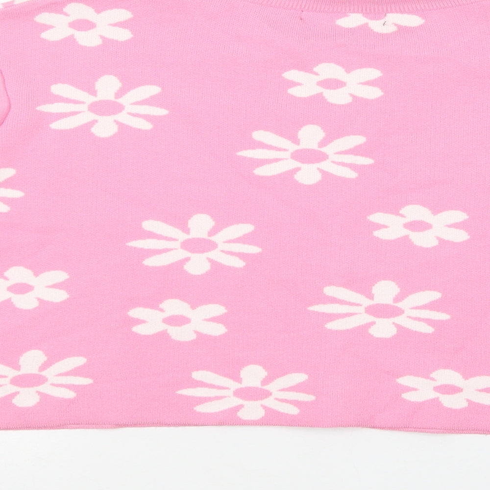 Primark Womens Pink Collared Floral Viscose Cardigan Jumper Size 22