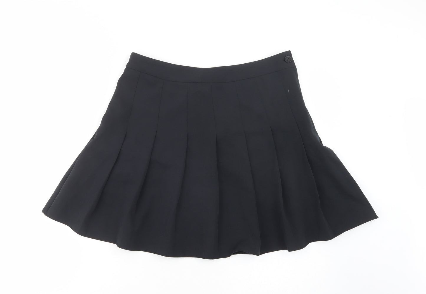 New Look Womens Black  Polyester Pleated Skirt Size 14   Button