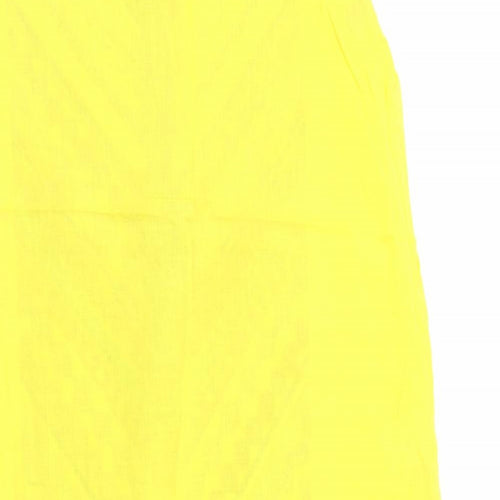 Khaadi Pret Womens Yellow Geometric Cotton Kaftan  Size 12  V-Neck Pullover