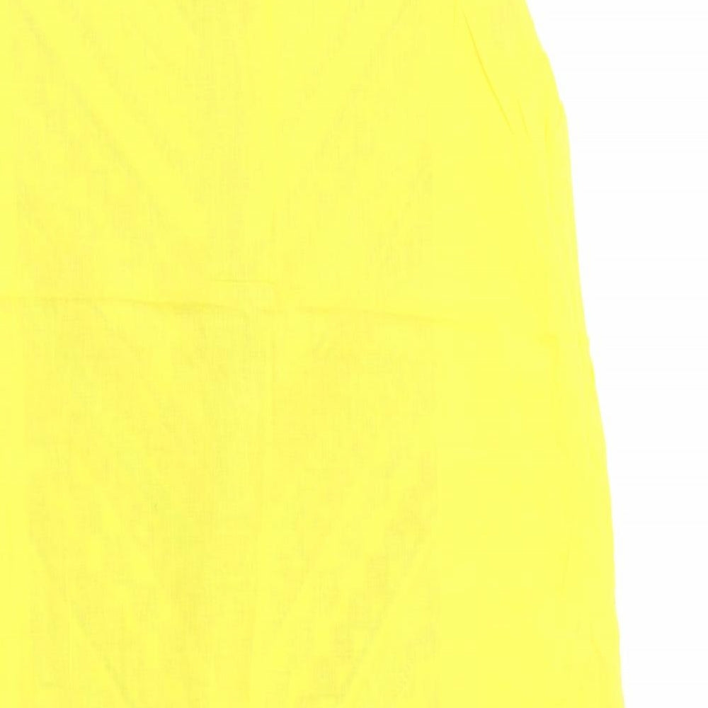 Khaadi Pret Womens Yellow Geometric Cotton Kaftan  Size 12  V-Neck Pullover