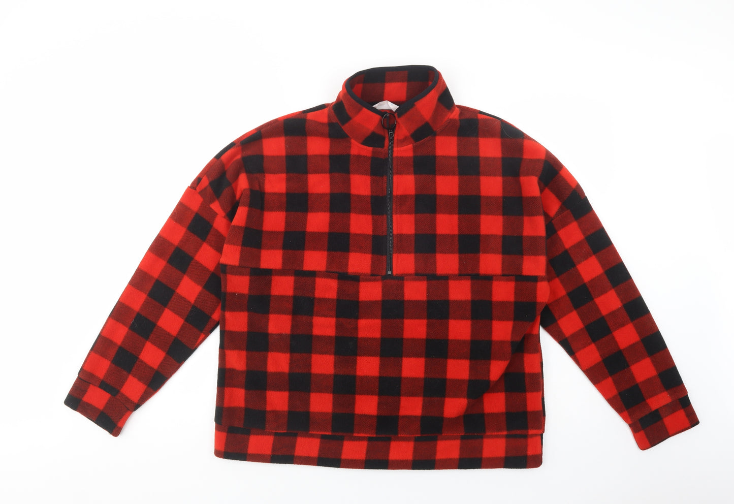 Primark Womens Red Check Polyester Pullover Sweatshirt Size 12  Zip