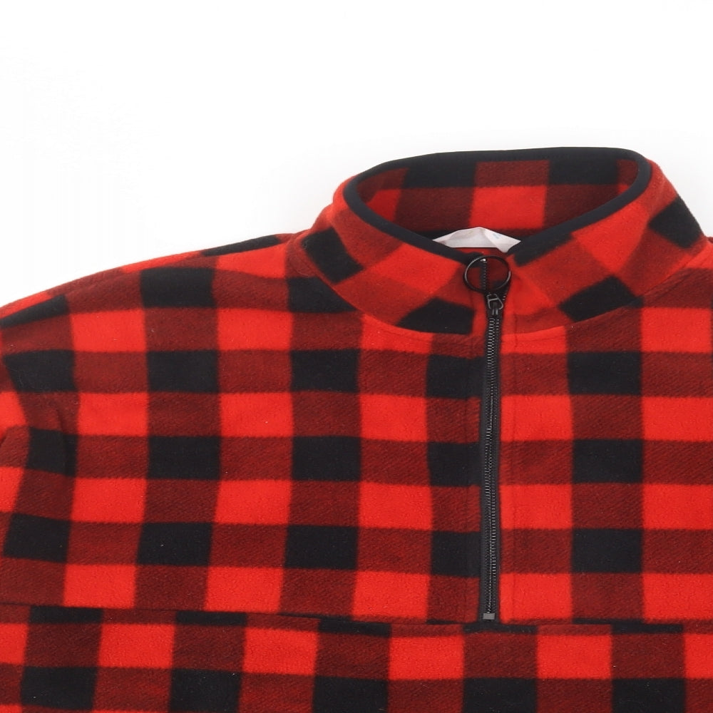 Primark Womens Red Check Polyester Pullover Sweatshirt Size 12  Zip