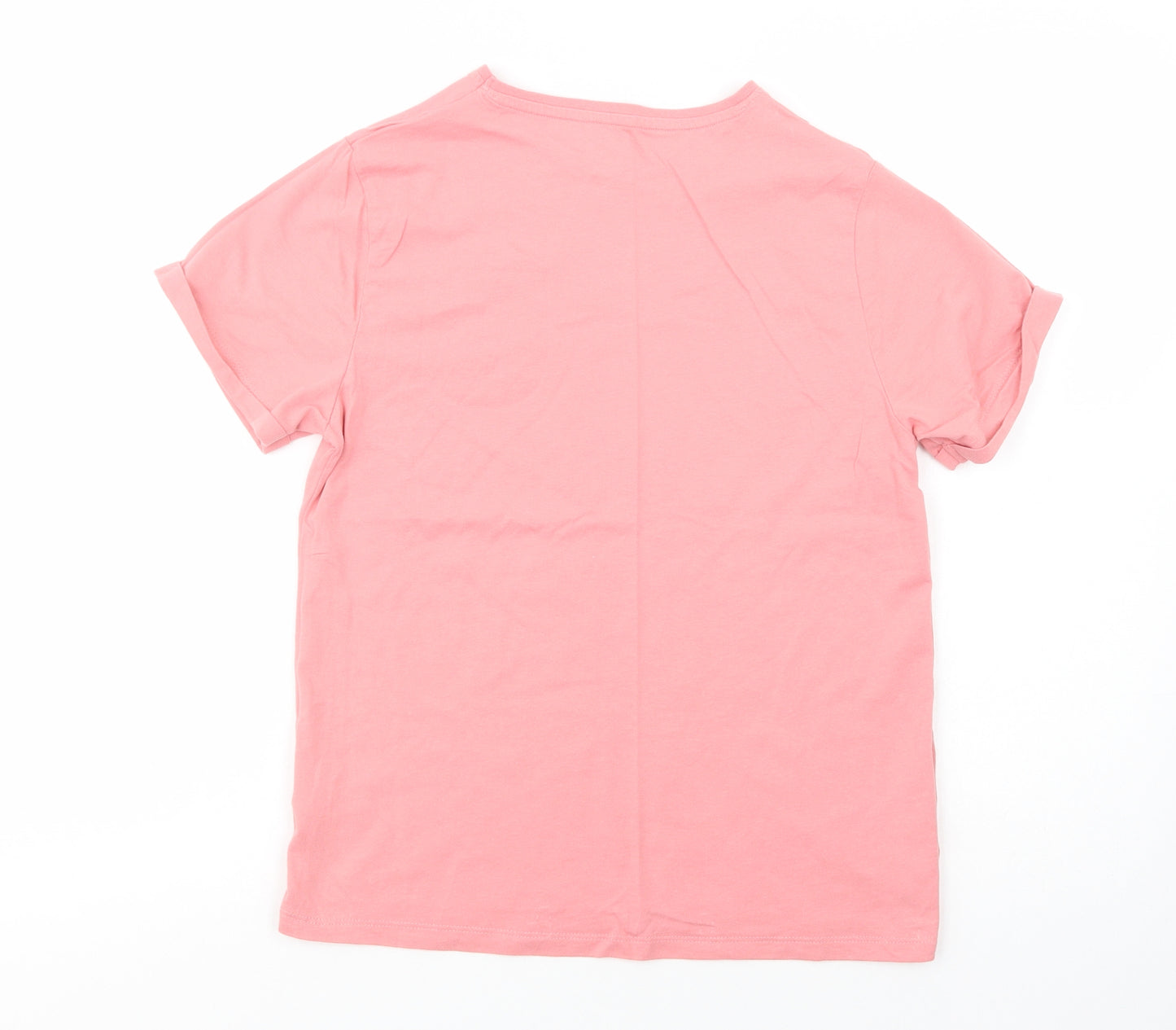 F&F Girls Pink  Cotton Basic T-Shirt Size 13-14 Years Crew Neck Pullover - Sunshine