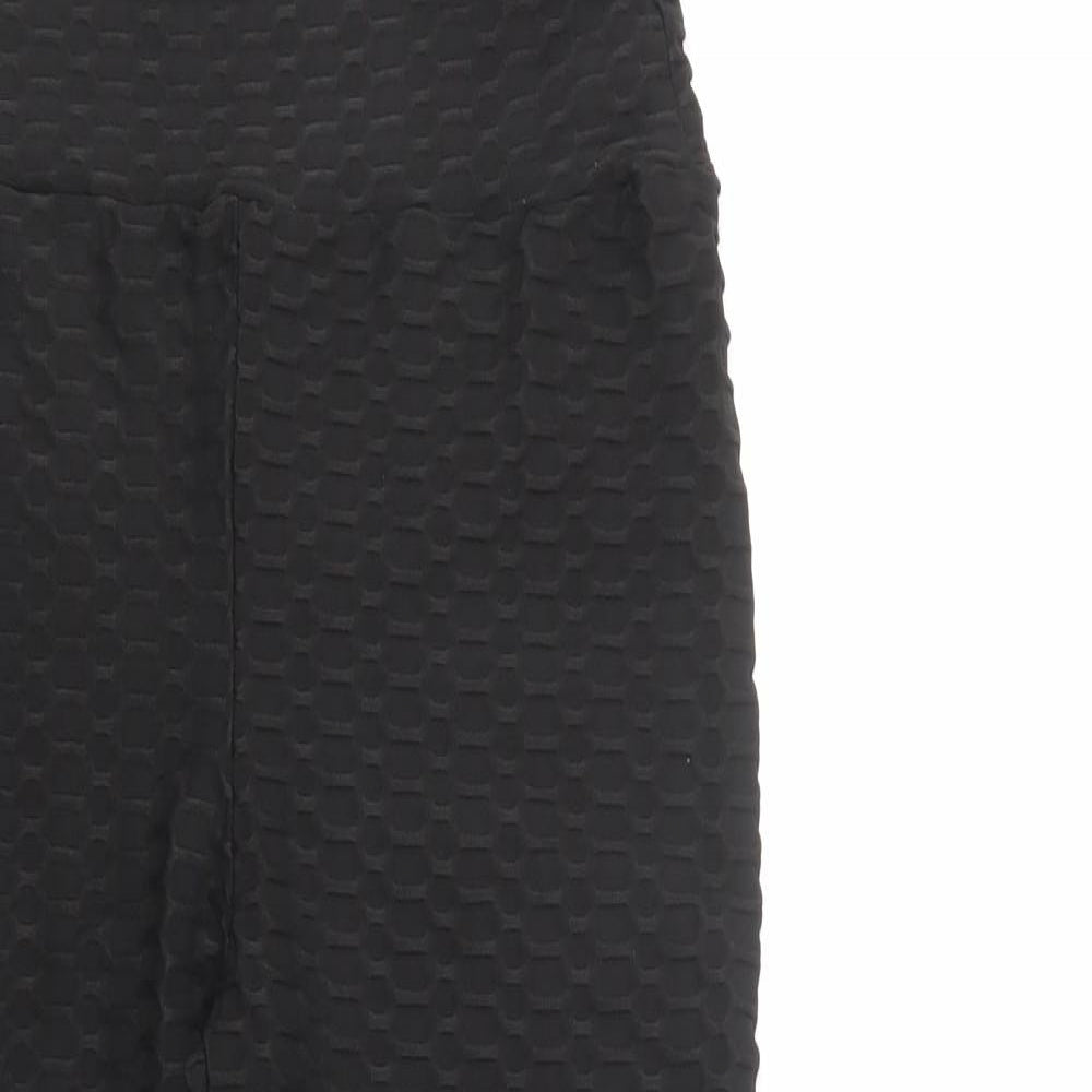SheIn Womens Black  Polyester Compression Leggings Size L L27 in Regular