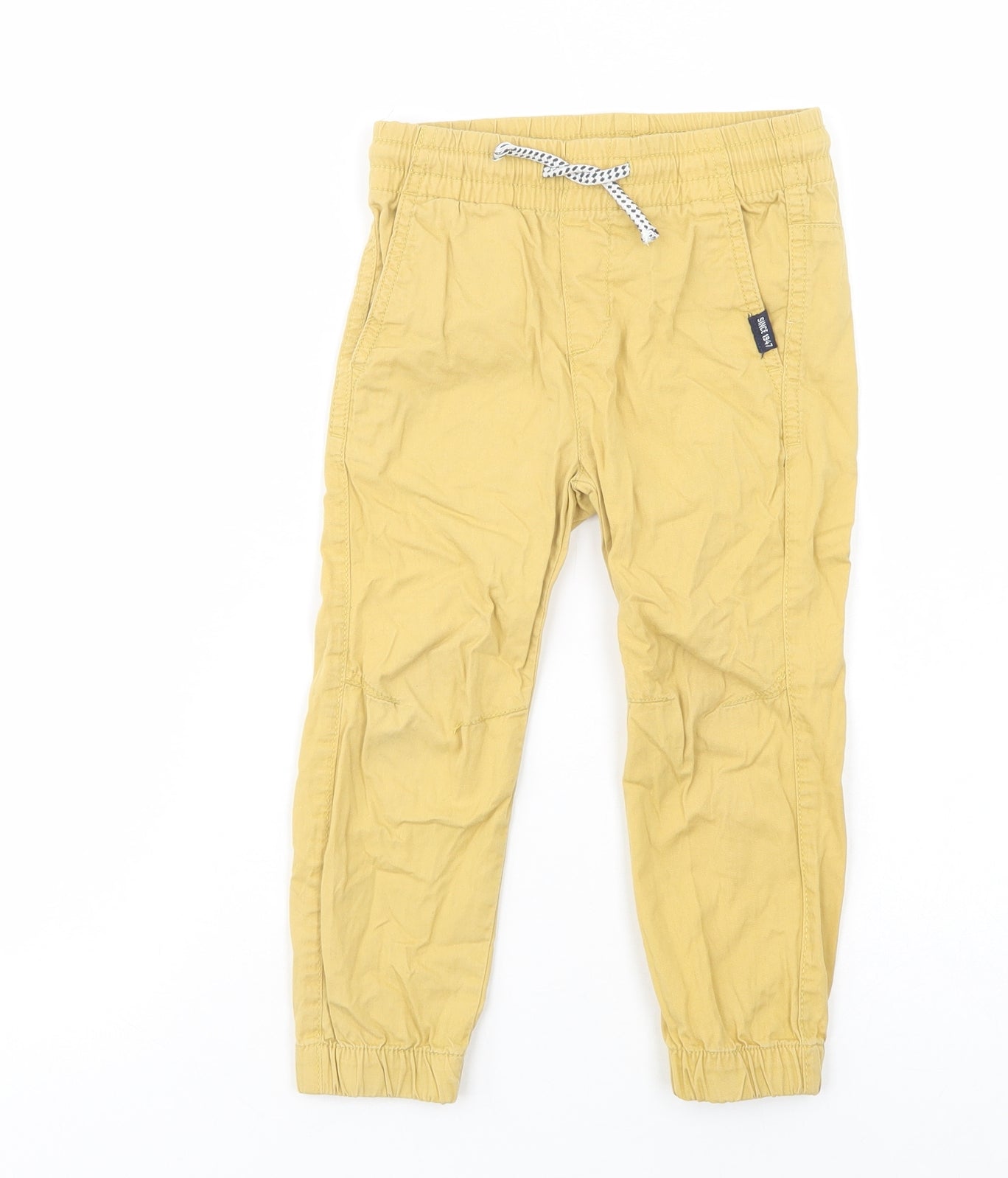 H&M Boys Yellow  Cotton Chino Trousers Size 2-3 Years  Regular Drawstring