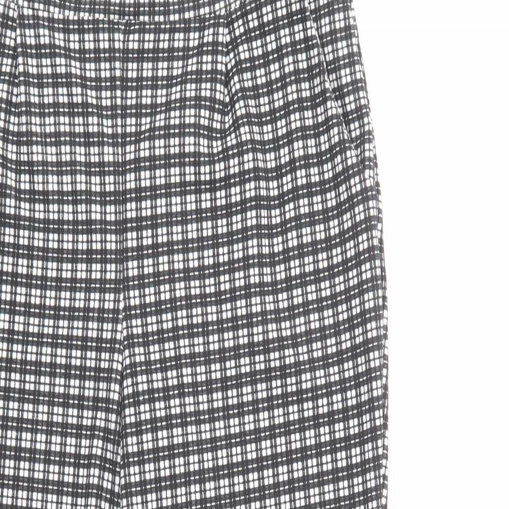Primark Womens Black Plaid Polyester Trousers  Size 14 L29 in Regular