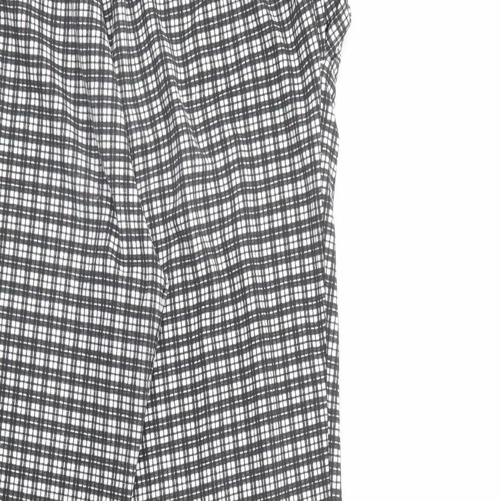 Primark Womens Black Plaid Polyester Trousers  Size 14 L29 in Regular