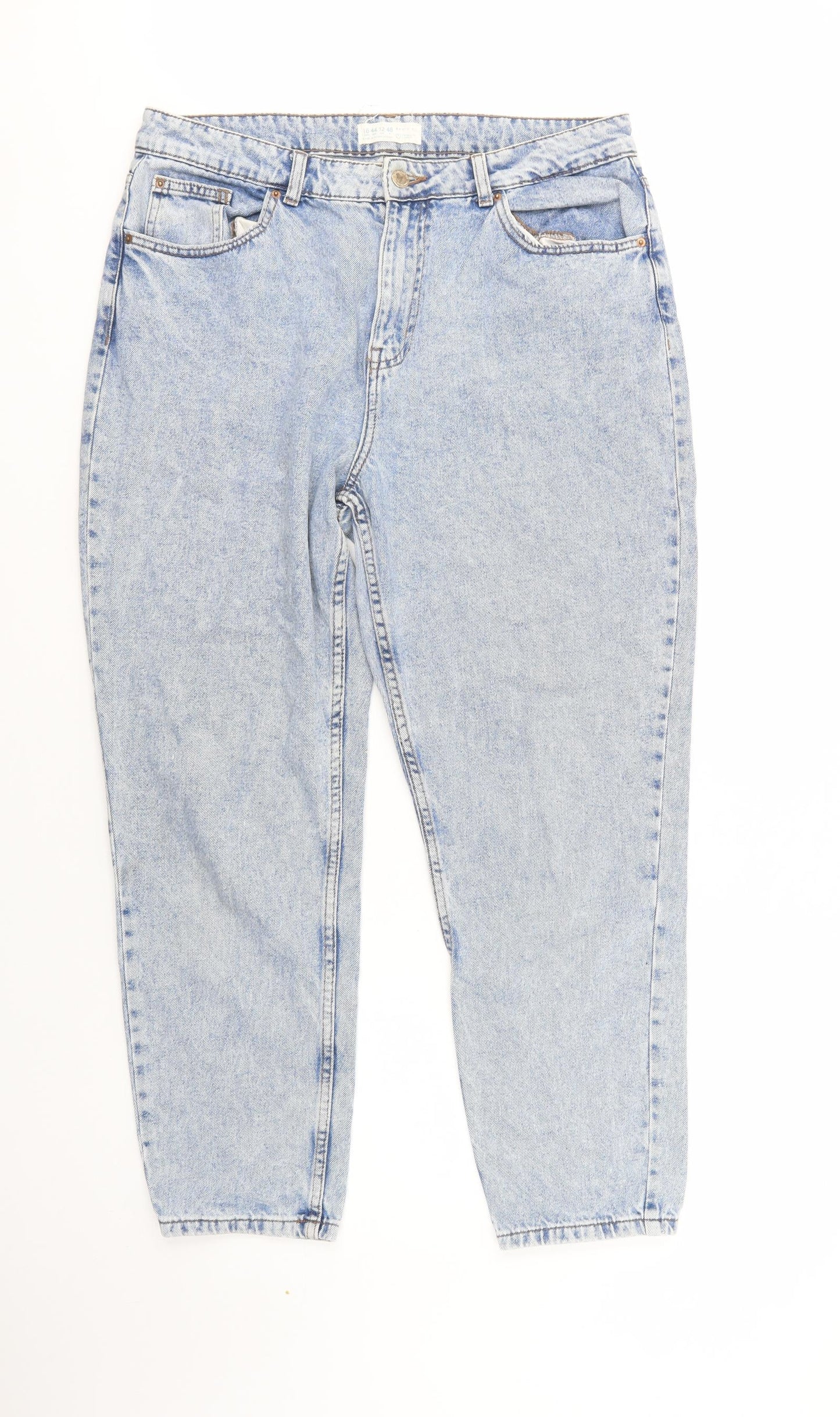 Primark Womens Blue  Cotton Mom Jeans Size 16 L28 in Regular Button
