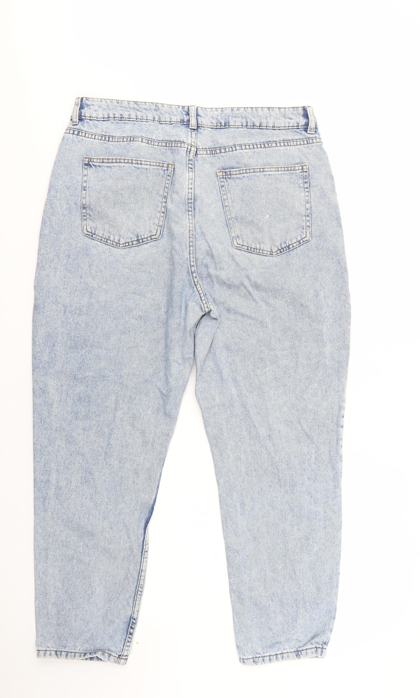 Primark Womens Blue  Cotton Mom Jeans Size 16 L28 in Regular Button