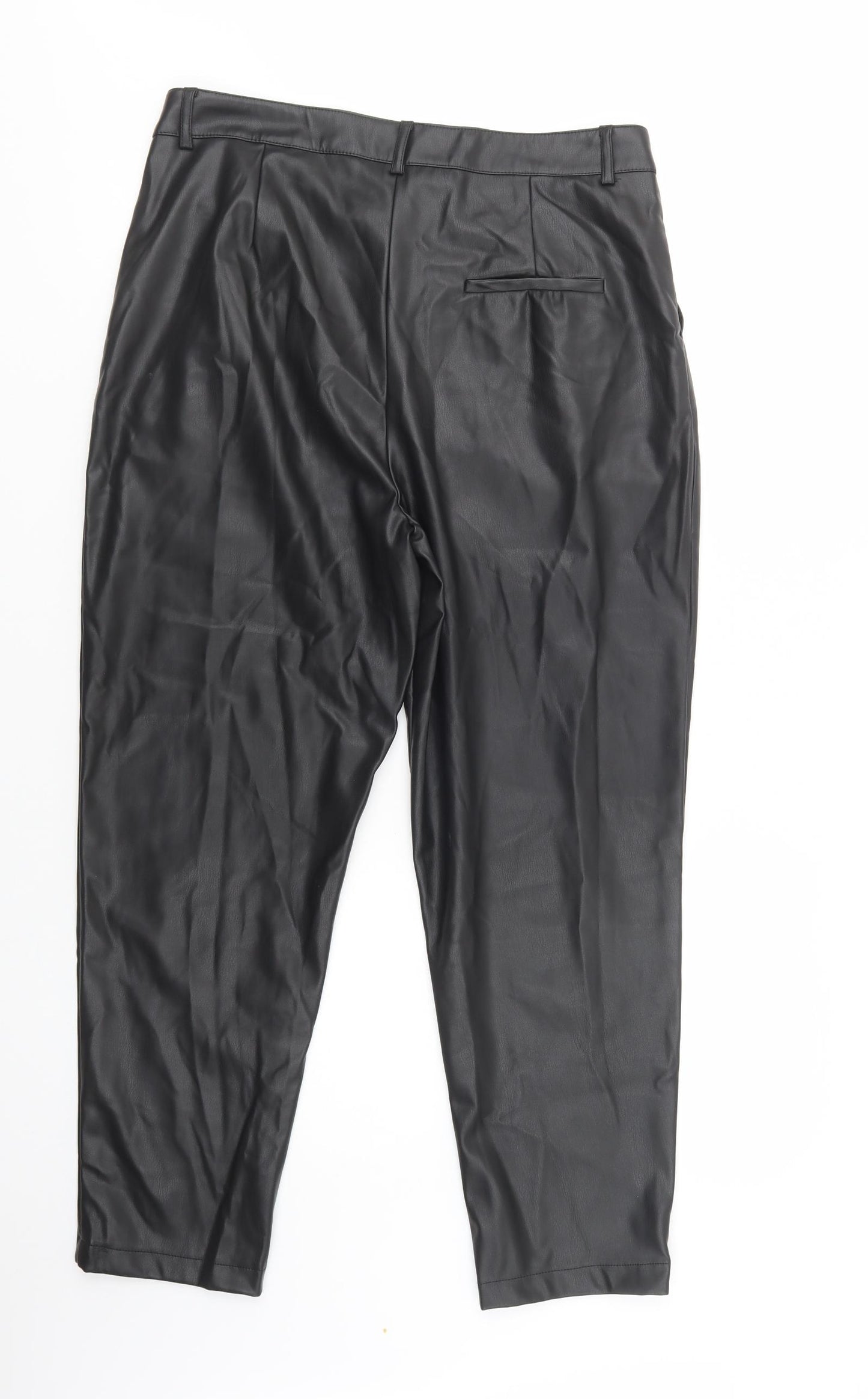 Primark Womens Black  Polyester Trousers  Size 16 L28 in Regular Button