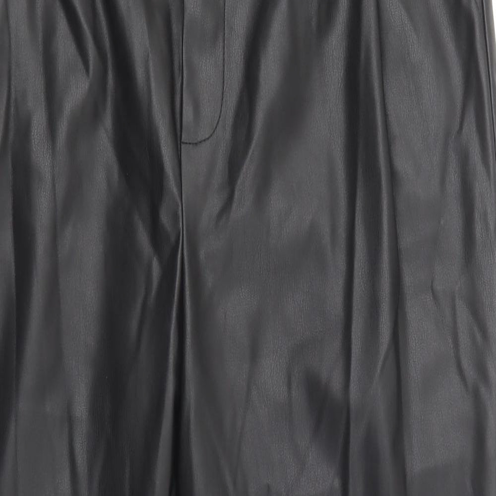 Primark Womens Black  Polyester Trousers  Size 16 L28 in Regular Button