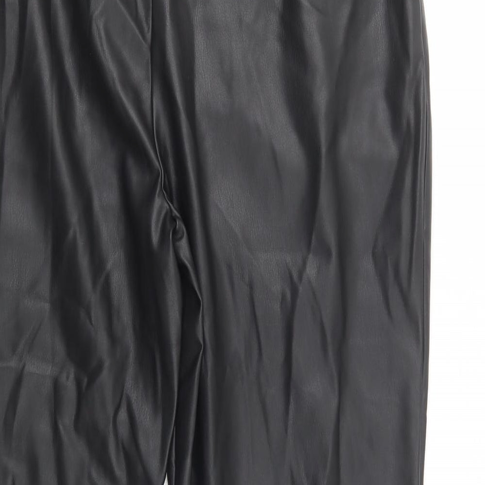 Primark Womens Black  Polyester Trousers  Size 16 L28 in Regular Button
