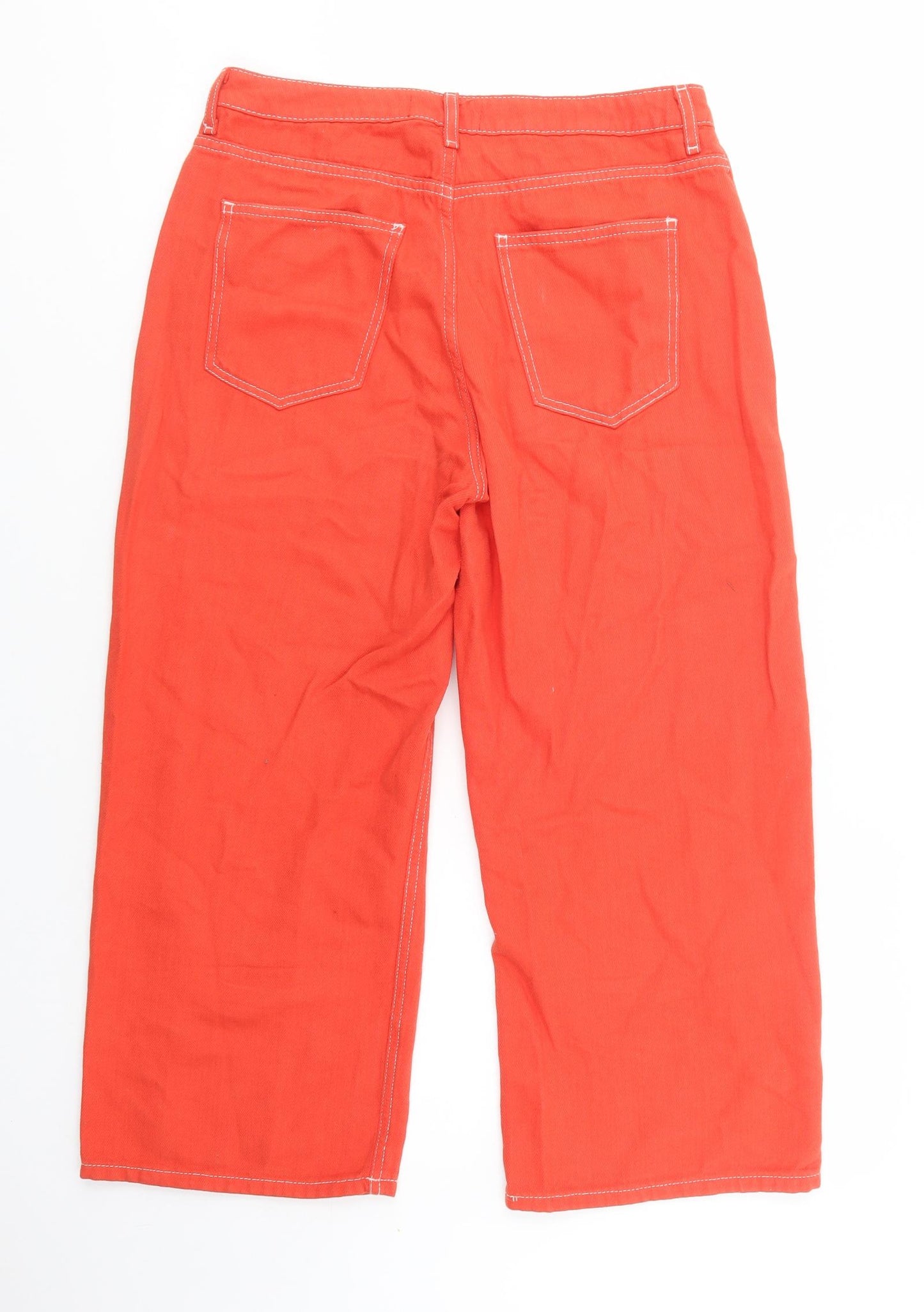 New Look Womens Red  Cotton Cropped Trousers Size 12 L25 in Regular Button