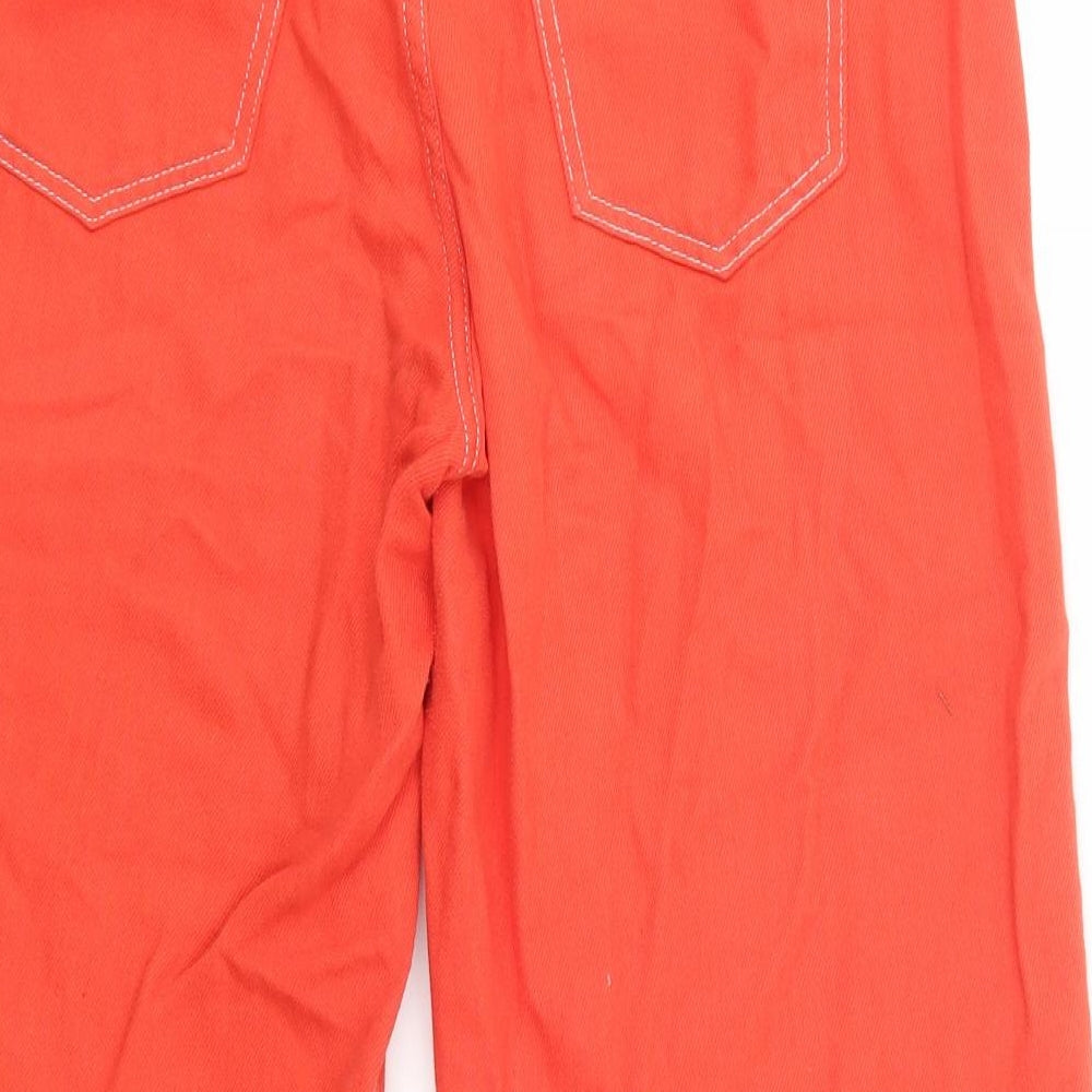 New Look Womens Red  Cotton Cropped Trousers Size 12 L25 in Regular Button