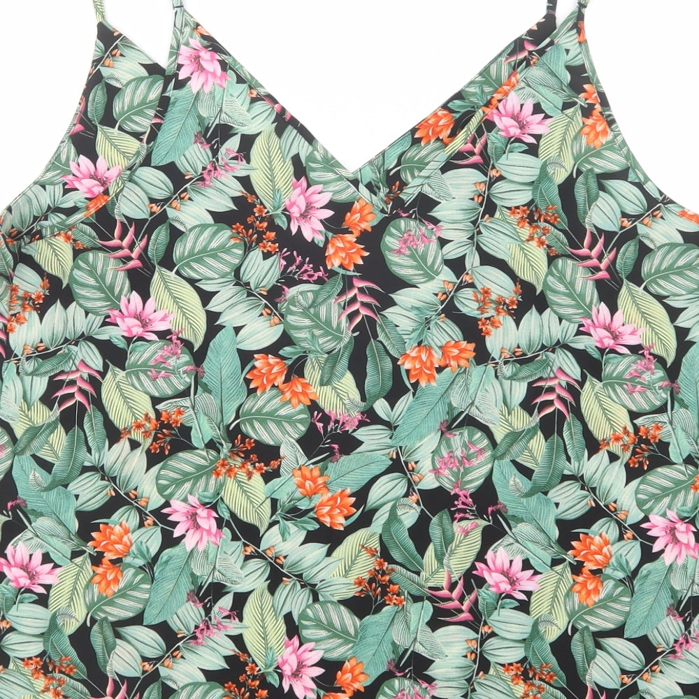 Primark Womens Green Floral Polyester Camisole Blouse Size 16 V-Neck