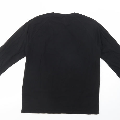 ASOS Womens Black  Cotton Basic Blouse Size L Crew Neck - Stars
