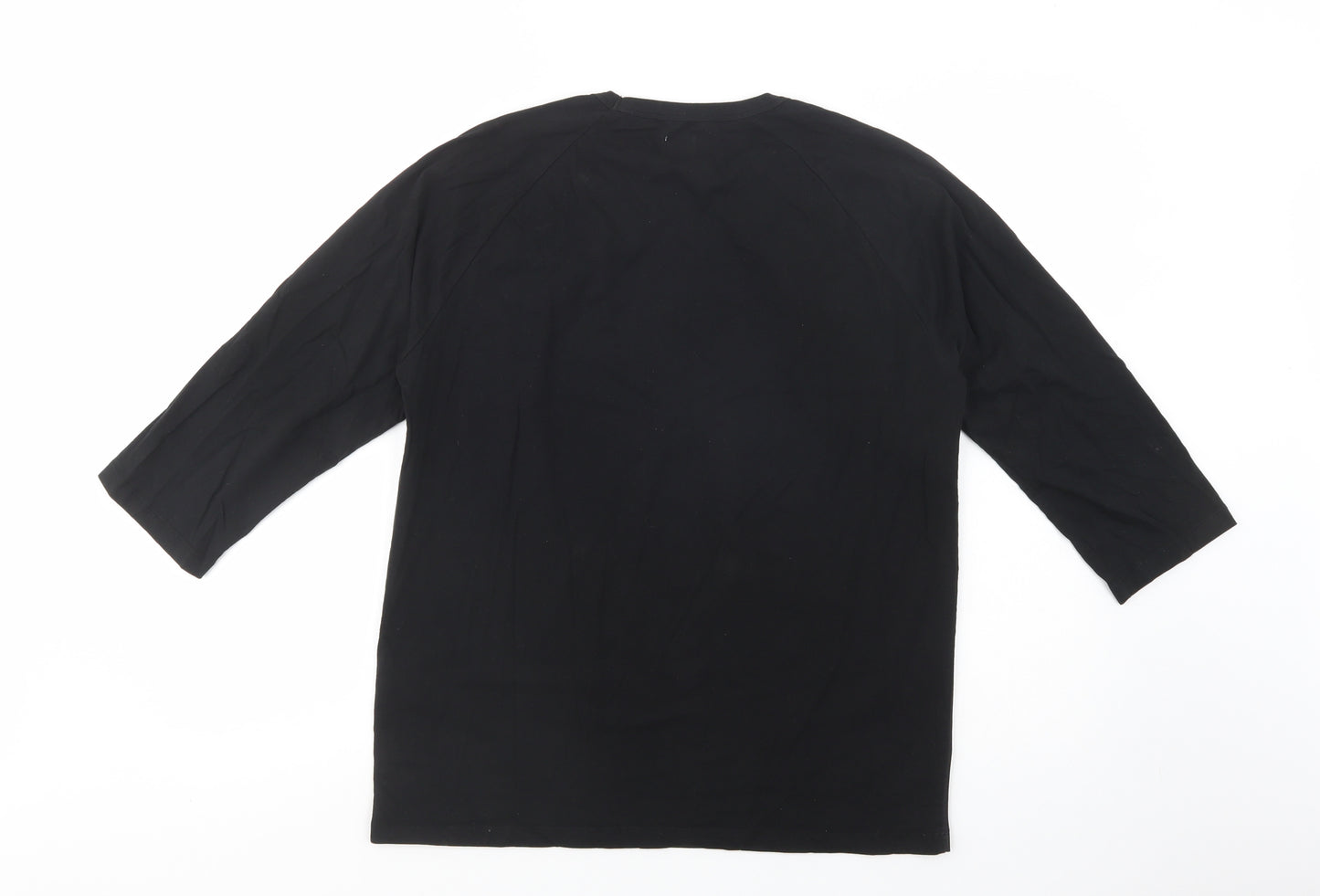 ASOS Womens Black  Cotton Basic Blouse Size L Crew Neck - Stars