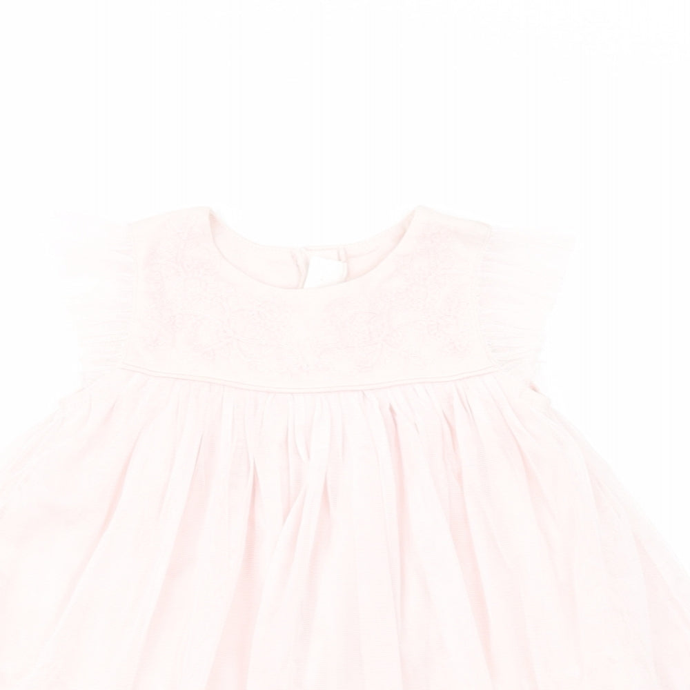NEXT Baby Pink  Polyester A-Line  Size 3-6 Months  Crew Neck Button