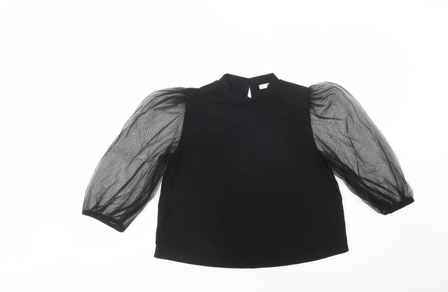 Mango Womens Black  Polyester Basic Blouse Size M Mock Neck