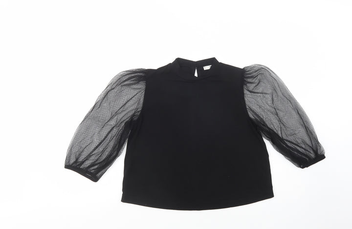 Mango Womens Black  Polyester Basic Blouse Size M Mock Neck