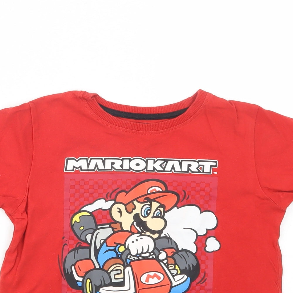NEXT Girls Red  Cotton Pullover T-Shirt Size 8 Years Crew Neck Pullover - Mario Kart
