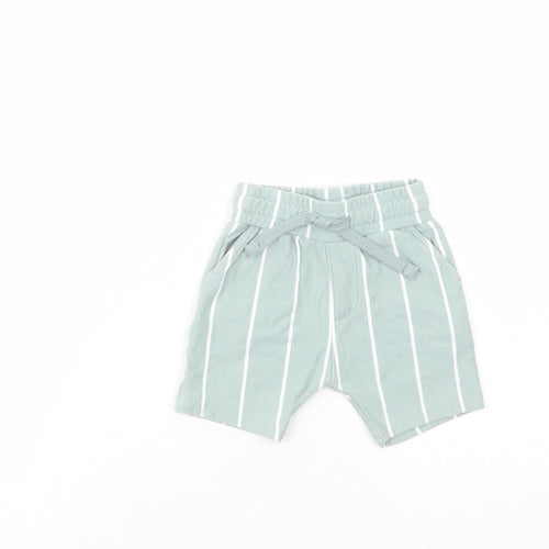 NEXT Baby Green Striped Cotton Cropped Trousers Size 6-9 Months  Drawstring