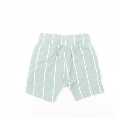 NEXT Baby Green Striped Cotton Cropped Trousers Size 6-9 Months  Drawstring