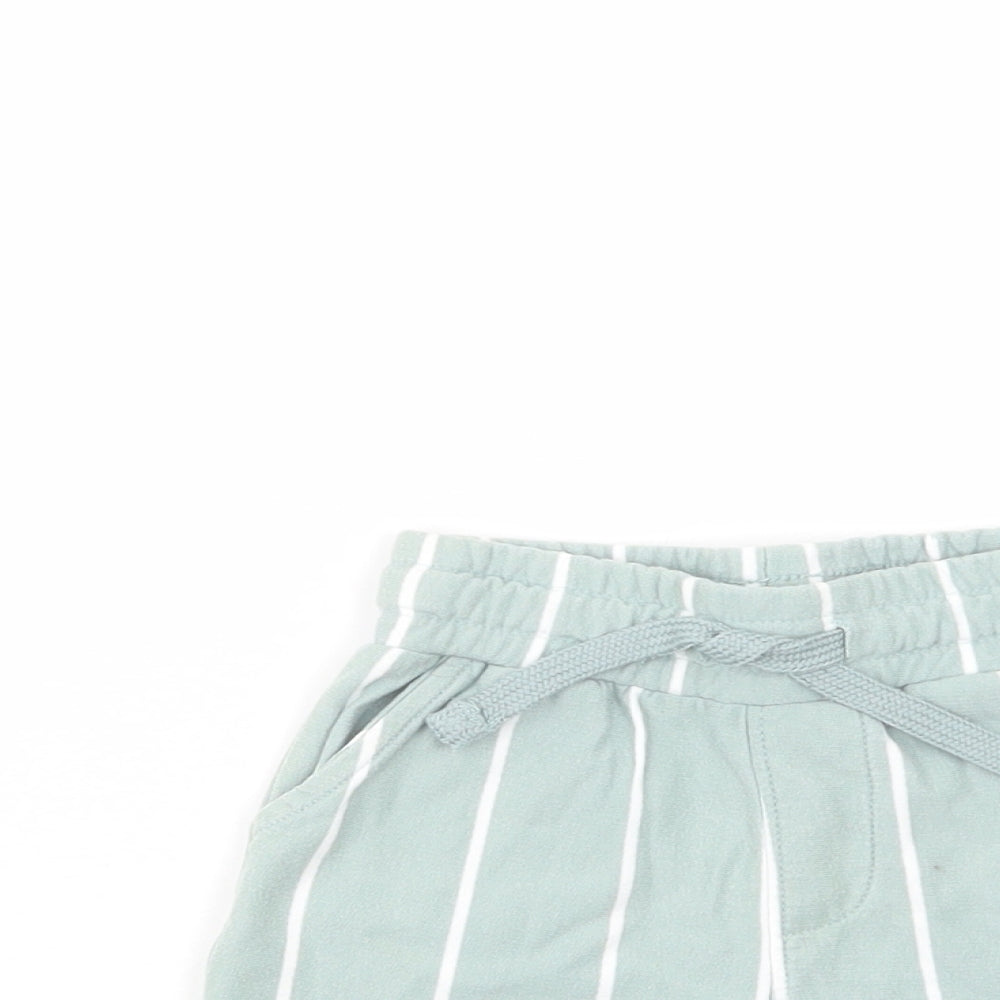 NEXT Baby Green Striped Cotton Cropped Trousers Size 6-9 Months  Drawstring