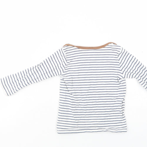 H&M Baby White Striped Cotton Basic T-Shirt Size 6-9 Months Boat Neck Pullover