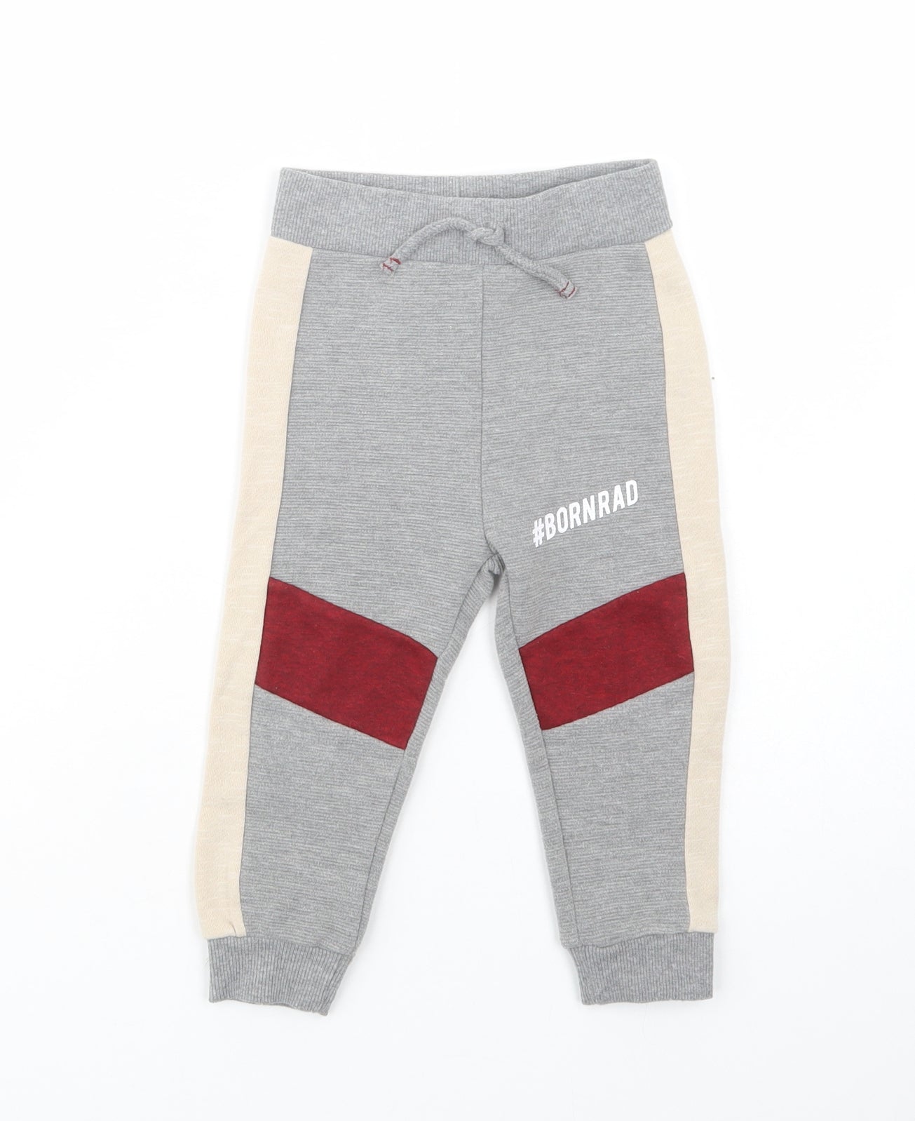 Primark Baby Grey Colourblock Polyester Jogger Trousers Size 18-24 Months  Drawstring