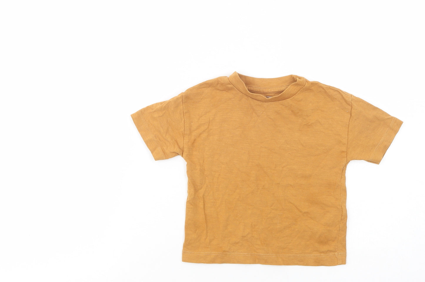 NEXT Baby Yellow  Cotton Basic T-Shirt Size 6-9 Months Crew Neck Pullover