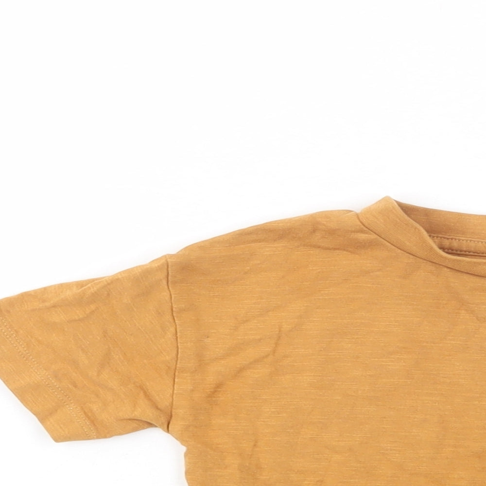 NEXT Baby Yellow  Cotton Basic T-Shirt Size 6-9 Months Crew Neck Pullover