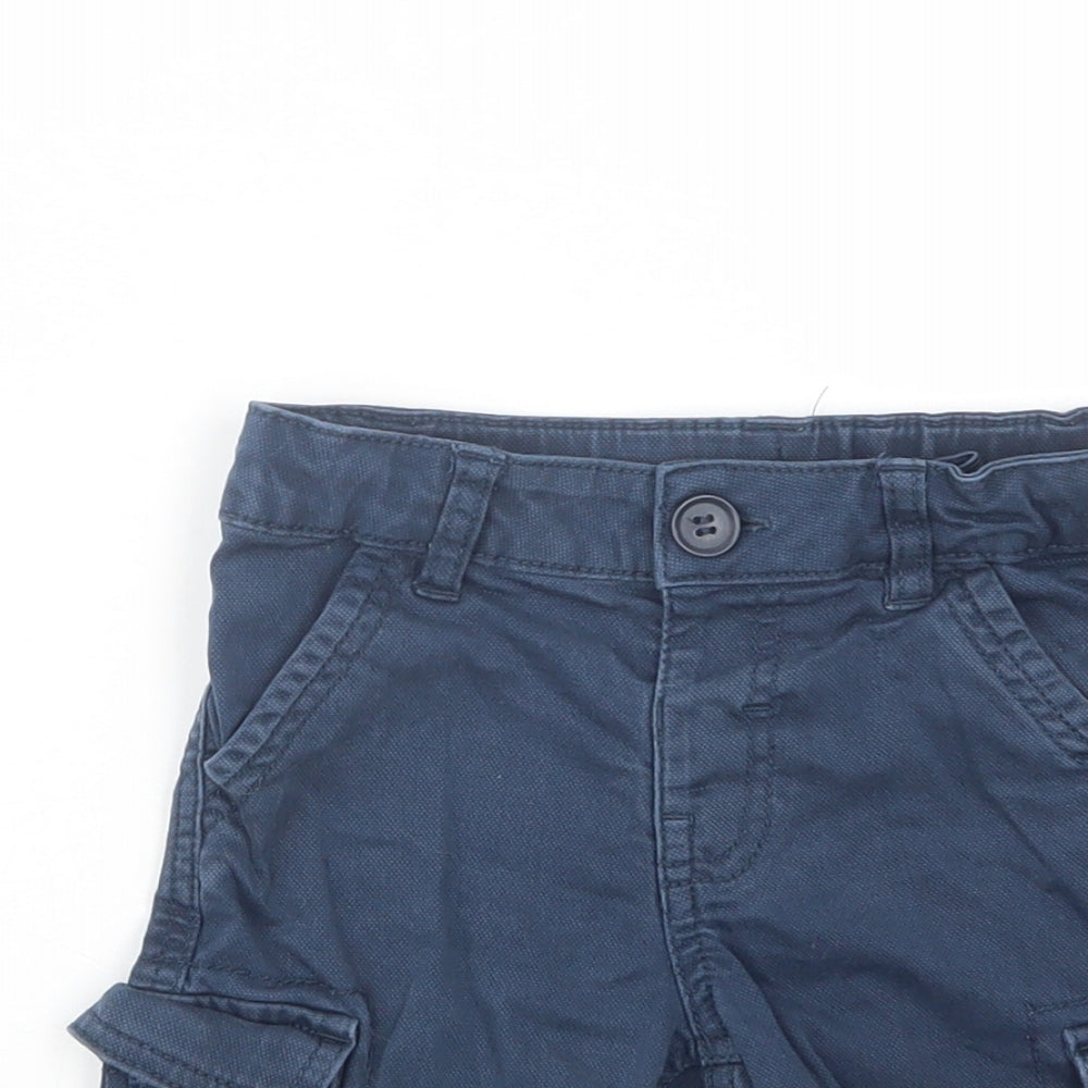 Mini Club Baby Blue  Cotton Cargo Trousers Size 18-24 Months  Button