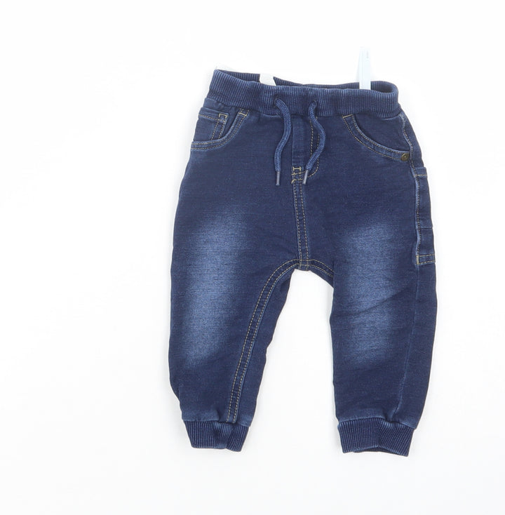 name it Baby Blue  Cotton Jogger Trousers Size 3-6 Months  Drawstring
