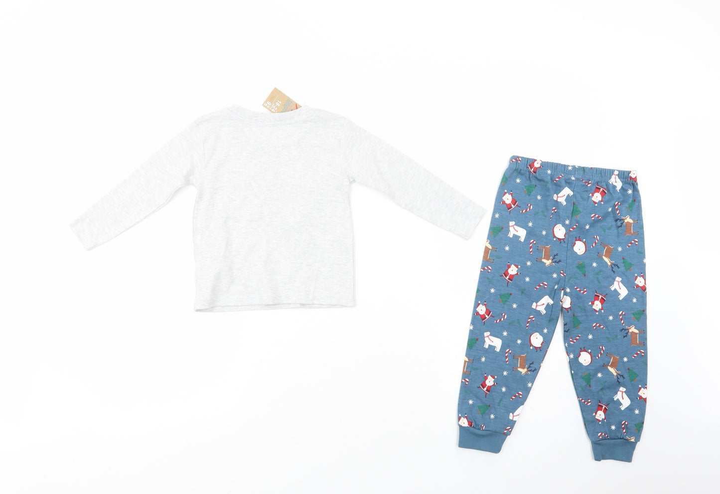 Primark Baby Grey Geometric Cotton  Pyjama Set Size 18-24 Months  Pullover - Christmas