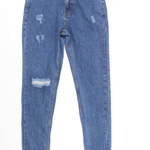 Misspap Womens Blue  Cotton Skinny Jeans Size 8 L31 in Regular Button