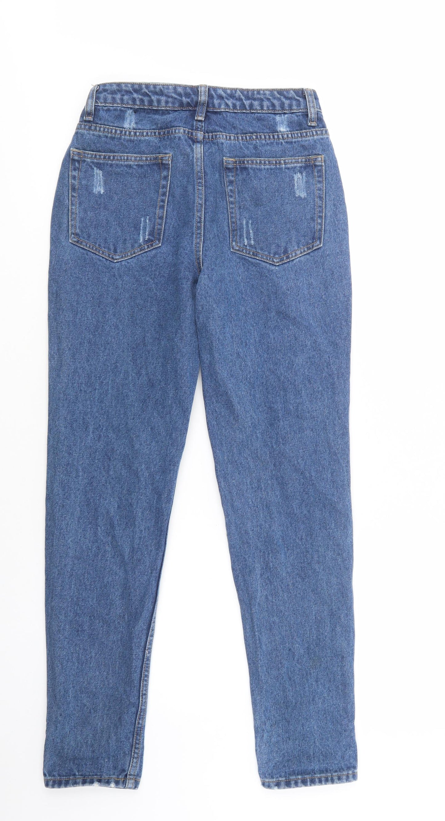 Misspap Womens Blue  Cotton Skinny Jeans Size 8 L31 in Regular Button