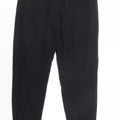 Boohoo Womens Black  Cotton Mom Jeans Size 6 L28 in Regular Button