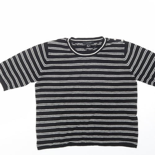 Atmosphere Womens Black Crew Neck Striped Viscose Pullover Jumper Size 18