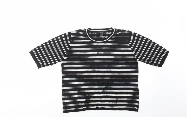 Atmosphere Womens Black Crew Neck Striped Viscose Pullover Jumper Size 18