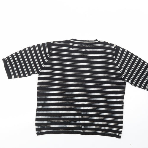 Atmosphere Womens Black Crew Neck Striped Viscose Pullover Jumper Size 18