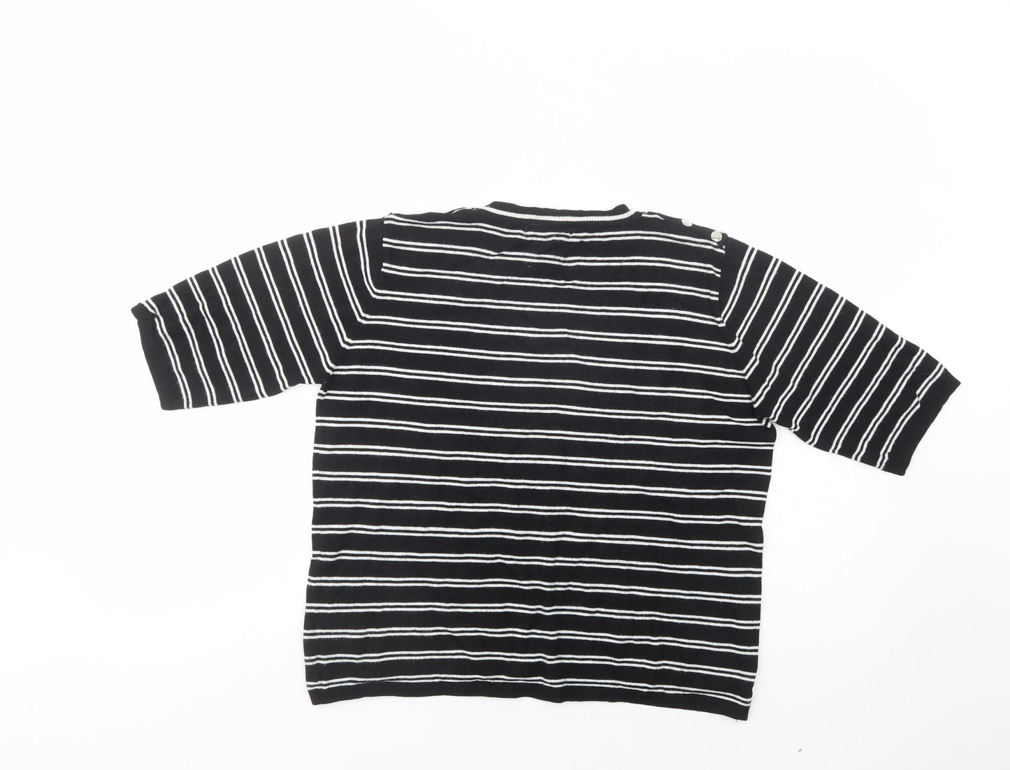 Atmosphere Womens Black Crew Neck Striped Viscose Pullover Jumper Size 18