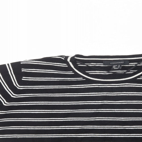 Atmosphere Womens Black Crew Neck Striped Viscose Pullover Jumper Size 18